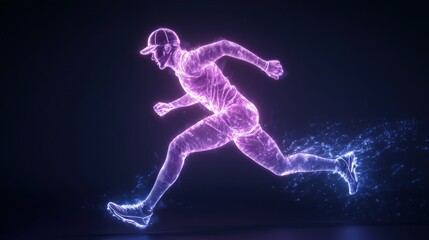 Naklejka premium Runner in digital motion effect