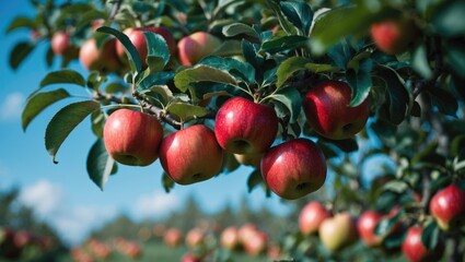 Obraz premium Apple garden: fresh agriculture and red fruit