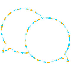 ステンドグラス風吹き出し　三角形模様　重なる会話