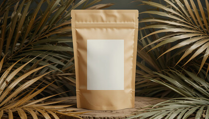 Desert-inspired beauty mockup featuring matte containers and palm elements