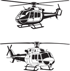 Flat Helicopter Icon Collection