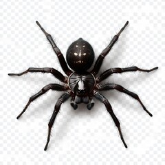 Black spider isolated on a transparent background