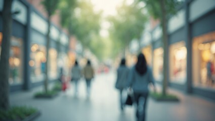 Abstract background featuring a blurred outdoor shopping mall