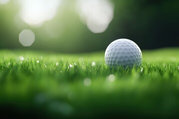 Obraz premium Golf ball on a grass field