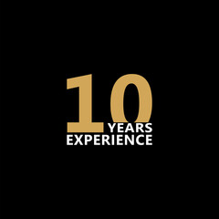 Ten 10 years experience icon isolated on black background