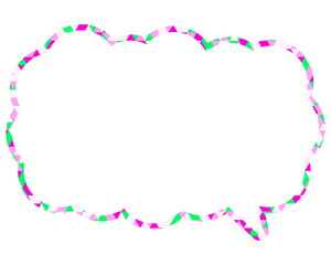 ステンドグラス風吹き出し　三角形模様　細長い雲形