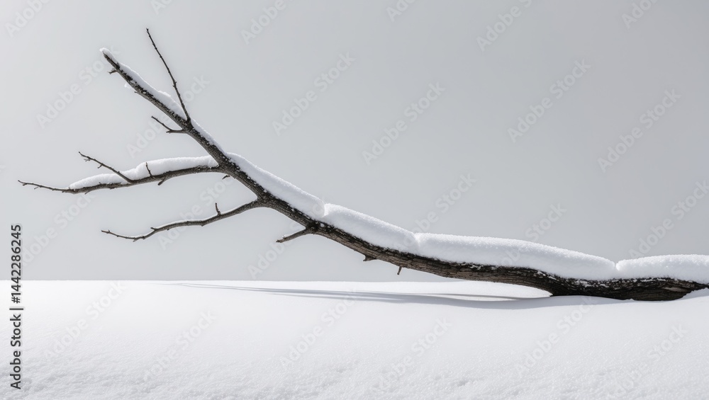Poster tree branch covered in snow with a clean background