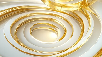 Abstract gold banner poster with dynamic technology white wave shape with futuristic concept background. 3D modern luxury template design white wave stripes.