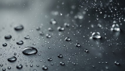 The theme of raindrops dropping on a gray setting Abstract wet layer with bubbles