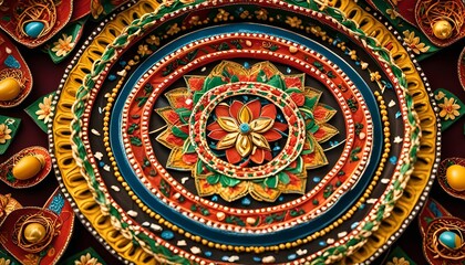 Obraz premium Intricate Mandala Design with Vibrant Colors