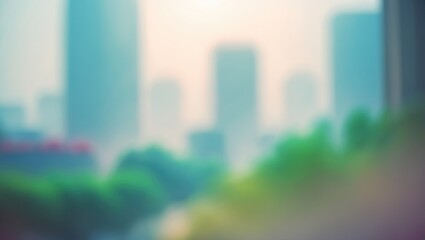 Abstract image of buildings in blur, panoramic background banner