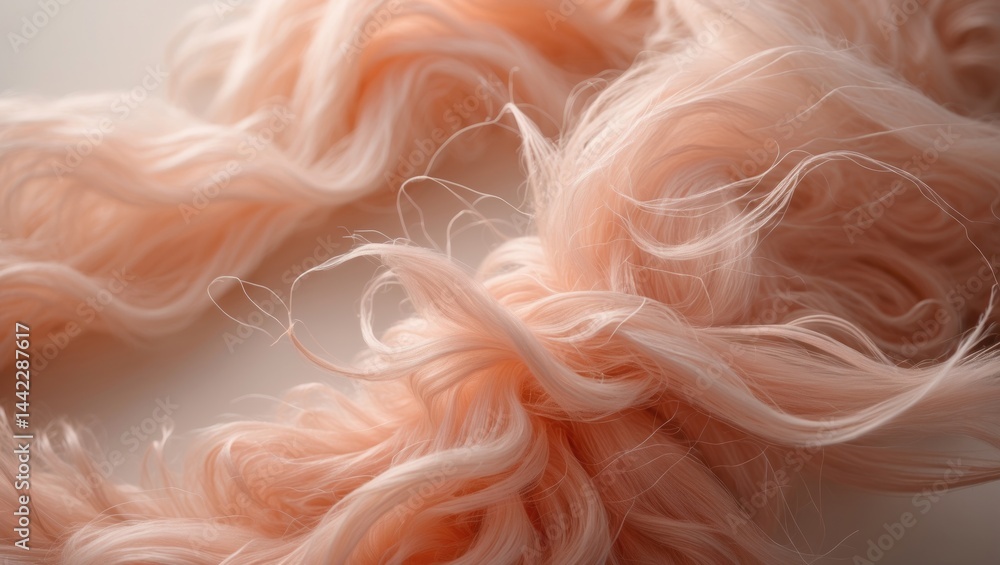 Aufkleber peach fur texture up close. abstract wool structure in apricot tones.