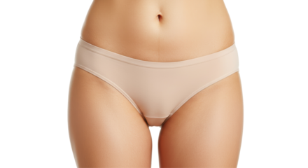 Isolated Female Torso Wearing Beige Panties