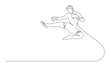 continuous one line drawing with muay thai sport match concept. vector illustration