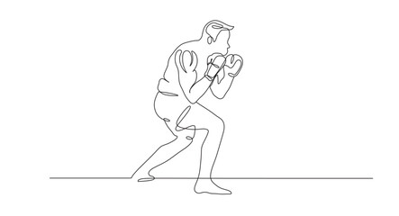 continuous one line drawing with muay thai sport match concept. vector illustration