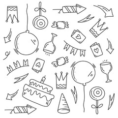 candy, lollipops, and sweets with playful party mood in fun doodle style