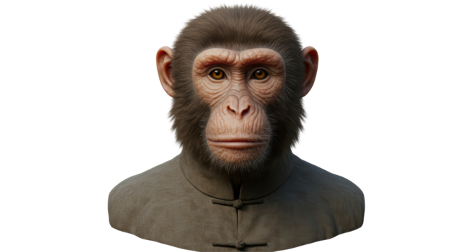 Isolated Chimpanzee Portrait in Formal Attire