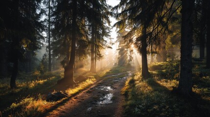 Fototapeta premium The Silent Forest is particularly stunning in the spring when it is bathed in beautiful bright sun rays