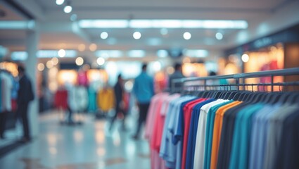 Naklejka premium Clothing store interior with a blurred abstract background