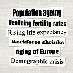 Population ageing and declining fertility rates - demographic crisis news. News headlines from newspapers.