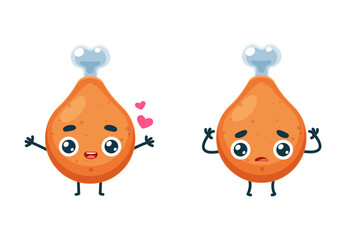 Set Mascot images of the Fried Meat