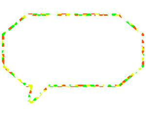 ステンドグラス風吹き出し　三角形模様　細長い八角形