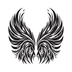 Obraz premium Black and white illustration, stylized angel wings