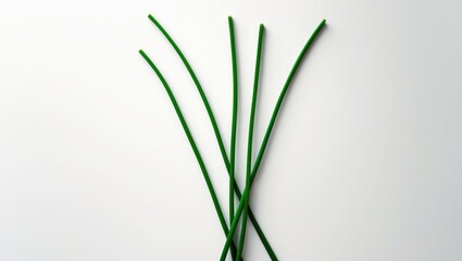 Obraz premium Fresh Chives Set Against a White Background