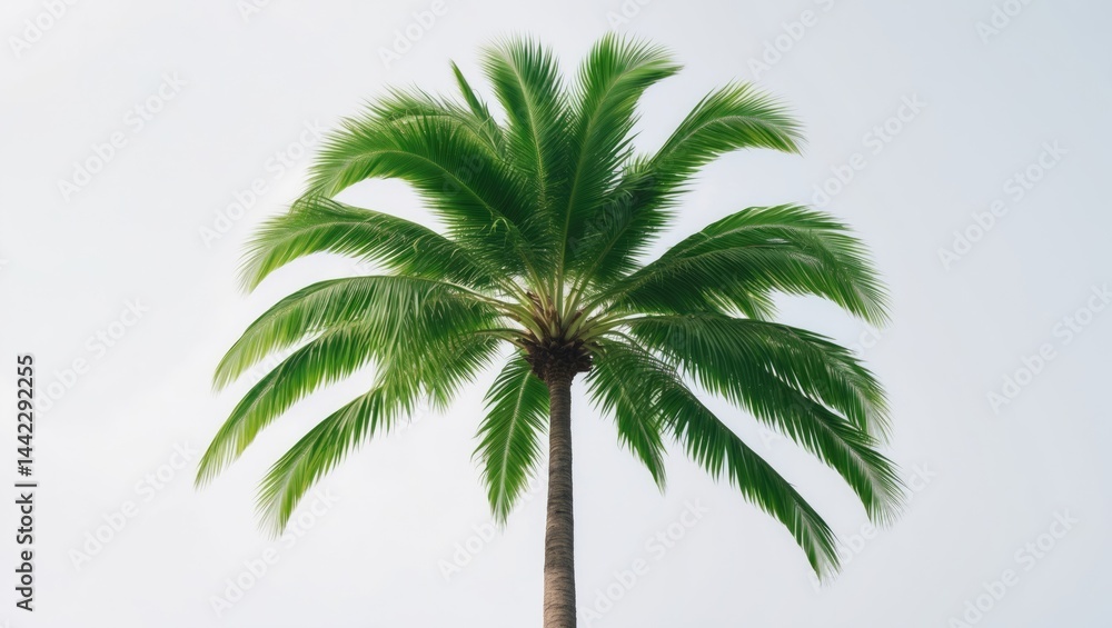 Poster isolated tropical coconut tree with bush and shrub on background with clipping path