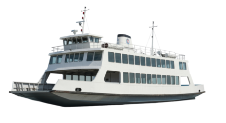 Isolated Passenger Ferry Boat vessel with detailed overview