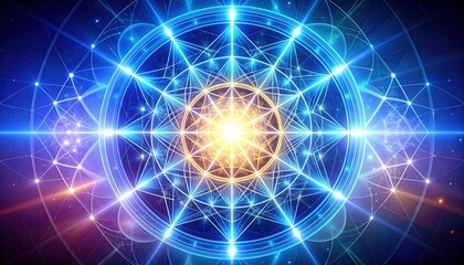 Naklejka premium Glowing sacred geometry mandala illuminating the universe