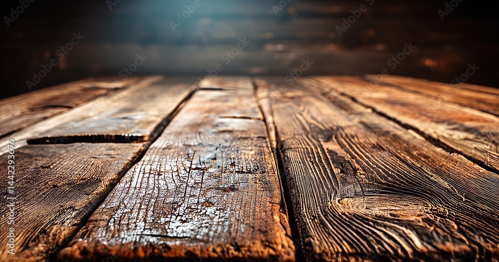 Poster the background of a 3d dark wood table in a studio setting features texture and is designed for prod