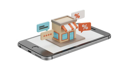 Isolated Online Store on Mobile Phone Display
