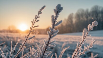 Obraz premium Frigid Snowy Morning Nature Hike