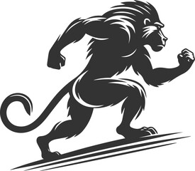 Animal vector baboon silhouette