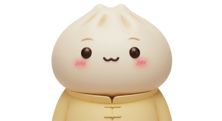 Isolated Cute Cartoon Dumpling Character Illustration