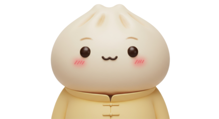 Isolated Cute Cartoon Dumpling Character Illustration