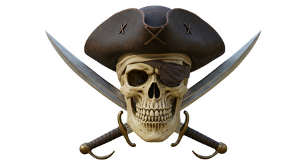 Isolated Pirate Skull with Swords Crossed