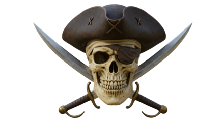 Isolated Pirate Skull with Swords Crossed