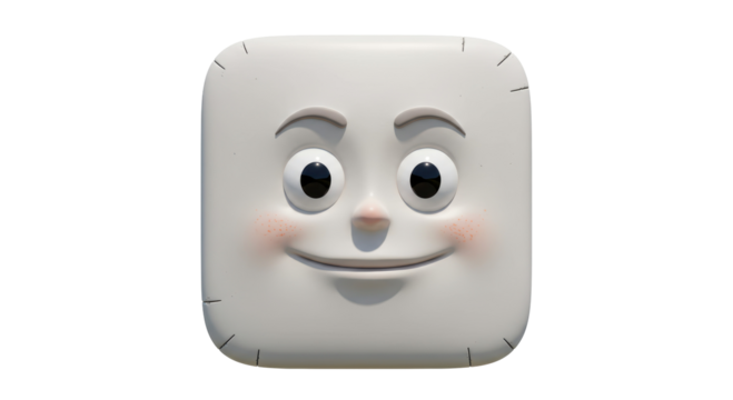 Isolated Cheerful Square Character with Smiling Face