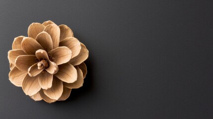 A single brown flower on a black background.