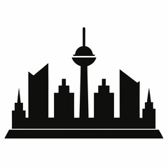 Obraz premium City icon vector silhouette illustration isolated on white background