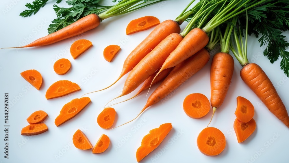 Poster Flat lay of a carrot isolated on a background showcasing full depth of field.