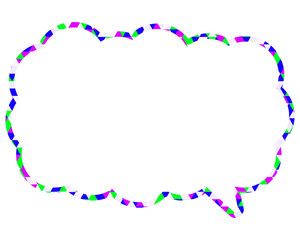 ステンドグラス風吹き出し　三角形模様　細長い雲形