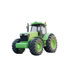 Powerful Green Tractor on Transparent Background - Agricultural Machinery 3D Render