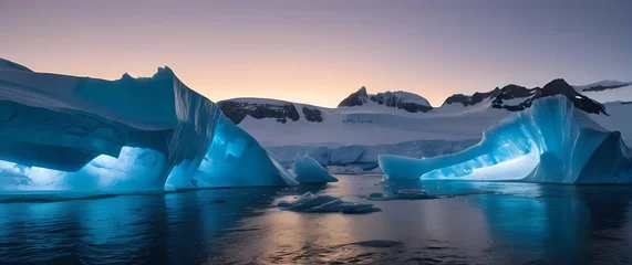  Chasms of blue ice in Antarctic glaciers illuminated by crystalline dawn light © RobinsonIcious