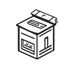 Isometric Line Art Illustration of a Retro Cassette Player