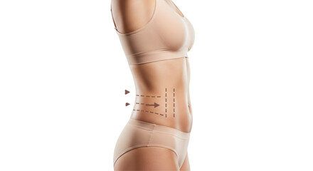 Isolated Female Figure with Body Contouring Lines
