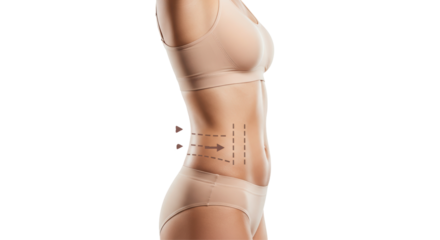 Isolated Female Figure with Body Contouring Lines