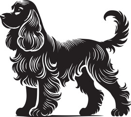 Cocker Spaniel Vector Artwork Silhouette in Black and White